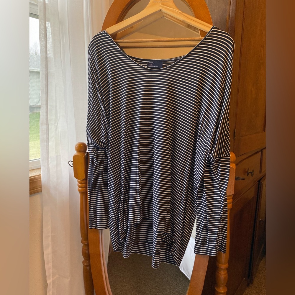 Navy striped blouse